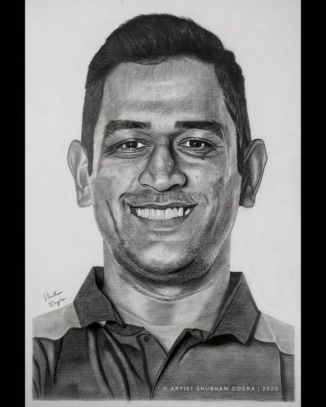 7,451 Likes, 309 Comments - Artist Shubham Dogra (@shubhamdogra3) on Instagram: “So here's the Pencil Sketch of my favourite - one and only MS DHONI @mahi7781 ❤️ How's this one? 🤗…” Pencil Sketch Tutorial, Fruit Sketch, Marvel Art Drawings, Gorillas Art, Dhoni Photos, Portraits Drawing, Celebrity Portraits Drawing, Realistic Sketch, Baby Animal Drawings