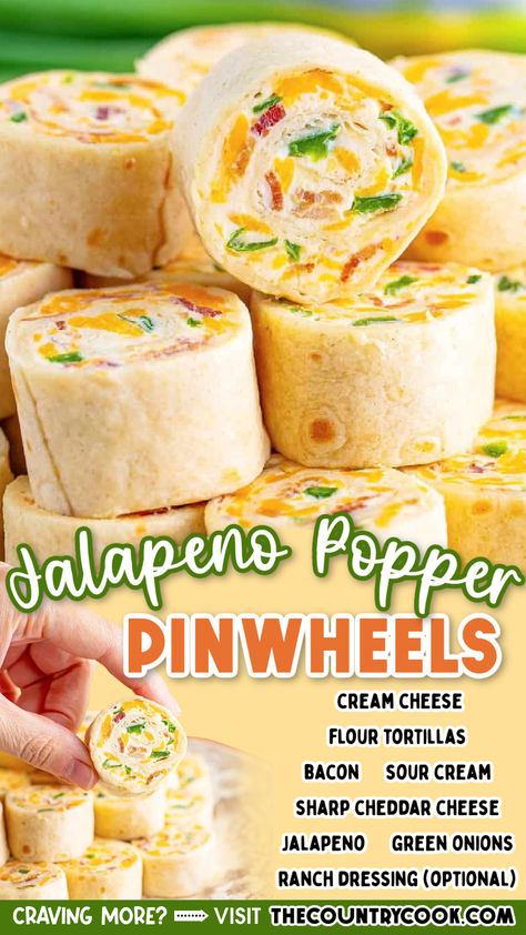 Jalapeno Popper Pinwheels, Pinwheel Recipes, Country Cook, Meatless Main Dishes, Delicious Appetizer Recipes, Appetizers Easy Finger Food, Best Appetizer Recipes, Jalapeno Popper, The Country Cook