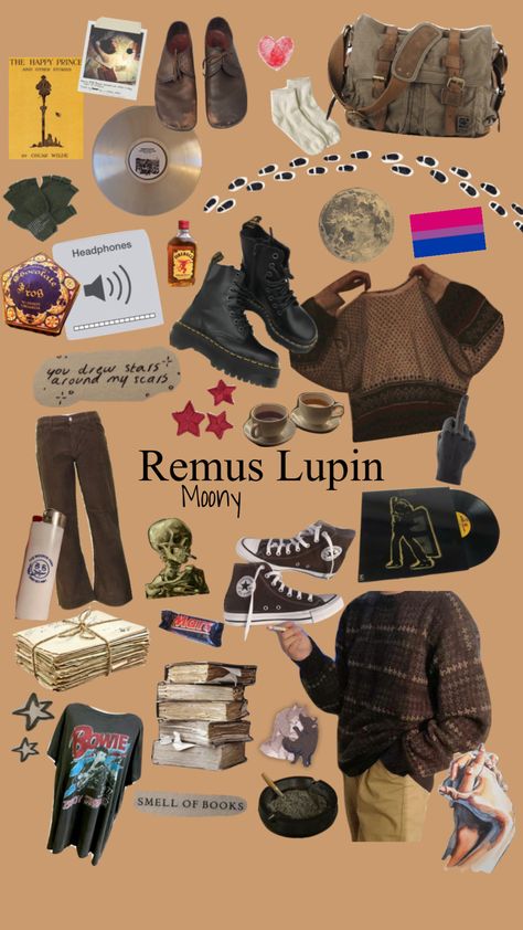 Remus Lupin Outfit Aesthetic Men, Remus Lupin Halloween Costume, Remus Lupin Bedroom Aesthetic, Remus Lupin Clothing Aesthetic, Remus Lupin Inspired Nails, Remus Lupin Color Palette, Remus Lupin Mood Board, Remus Lupin Core Clothes, Remus Lupin Style Clothes