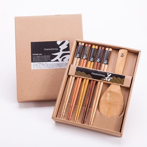 Amazon.com | 5 Pairs Natural Wood Chopsticks and 1 Moso Bamboo Rice Paddle Gift Set: Chopsticks & Chopstick Holders Japanese Gadgets, Bamboo Rice, Bamboo Spoon, Sushi Night, Moso Bamboo, Asian Kitchen, Chopstick Holder, Japanese Kitchen, Chopstick Rest