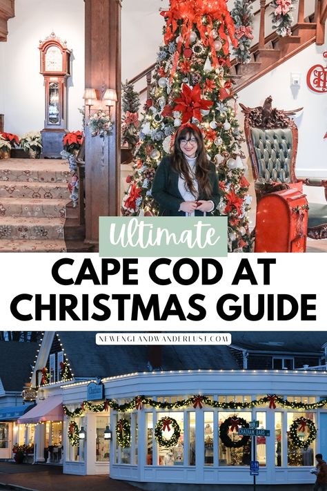 Plan the perfect coastal holiday getaway to Cape Cod! This beachy destination turns into a magical holiday wonderland during in December, and you'll want to get the inside scoop on where to find the best holiday festivals, the most adorable holiday market by the ocean, Christmas parades, tree lightings, the best shopping, best places to stay that are decked out for the holidays, Christmas lights, and so much more. Colonial Cape Cod, Cape Cod Christmas, Cod Christmas, Things To Do At Christmas, Cape Cod Travel, Ocean Christmas, Chatham Bars Inn, Christmas Towns, Holiday Getaway