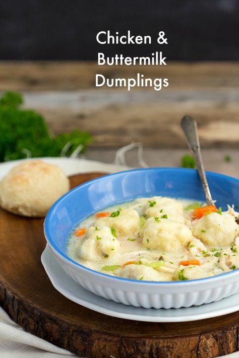 Buttermilk Dumplings Recipe, Buttermilk Dumplings, Meal With Chicken, Chicken Dumplings Recipe, Homemade Chicken And Dumplings, Winter Foods, Chicken Receipes, Chicken Tonight, Chicken Dumplings