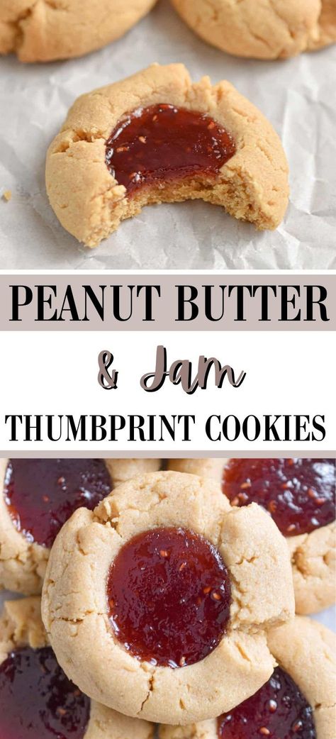 Enjoy the perfect mix of peanut butter and jam in our thumbprint cookies! A soft peanut butter cookie is filled with a sweet, fruity jam center, creating a delightful treat in every bite! This is the perfect twist on the classic cookie! Thumbprint Cookies Peanut Butter, Peanut Butter Cookies In A Jar, Peanut Butter Slice And Bake Cookies, Peanut Butter Jam Cookies, Peanut Butter Jelly Thumbprint Cookies, Peanut Butter And Jam Cookies, Peanut Butter Cookies With Choc Chips, Peanut Butter And Jelly Cookies, Best Cookie Recipe