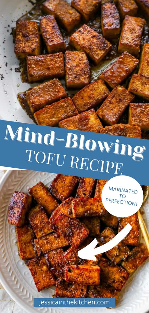 When you bite into this tofu recipe, you are sure to love how delicious it is. It's marinated beautifully too. Marinaded Tofu Recipes, Cooking Tofu In Air Fryer, Firm Tofu Marinade, Marinated Air Fryer Tofu, Crispy Tofu Marinade, Maple Tofu Recipes, Tofu Chicken Marinade, Asian Marinade For Tofu, Crispy Marinated Tofu