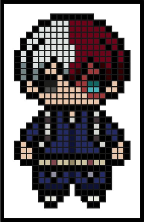 Anime Bracelet Drawing, Todoroki Perler Beads, Anime Square Picture, Picsel Art Anime, My Hero Academia Pixel Art Grid, Mha Pixel Art Grid, Pixel Art Ideas Anime, Mha Pixel Art, Gojo Pixel Art