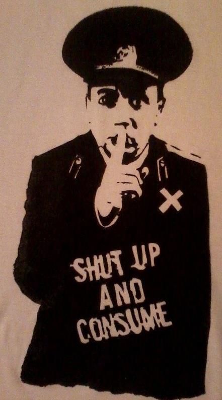 Shut up and consume | Anonymous ART of Revolution Culture Jamming, Protest Art, Banksy Art, Street Art Graffiti, Banksy, Shut Up, Satire, Graffiti Art, Urban Art