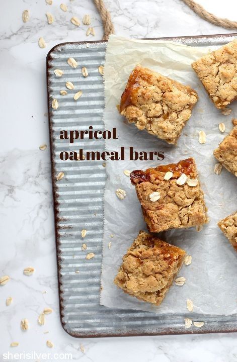 Apricot Oatmeal Bars l sherisilver.com Gluten Free Apricot Bars, Apricot Cookie Bars, Apricot Shortbread Bars, Apricot Oat Bars, Apricot Oatmeal, Wheat Free Baking, Apricot Bars, Dairy Free Cooking, Flour Alternatives