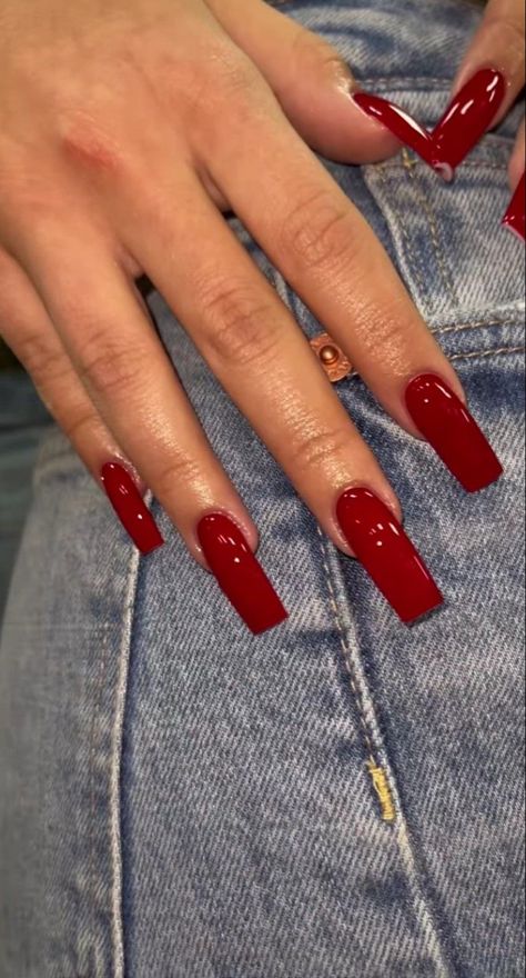 Switzerland Nails, Nail Cam, Red Acrylic Nails, Her Nails, Thanksgiving Nails, Red Nail, Pink Acrylic Nails, Square Acrylic Nails, Fire Nails