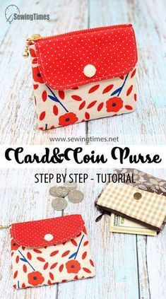 Card Purse Pattern, Credit Card Wallet Pattern, Sewing Times, Diy Coin Purse, Coin Purse Pattern, Coin Purse Tutorial, Wallet Sewing Pattern, Purse Sewing Patterns, Pouch Sewing