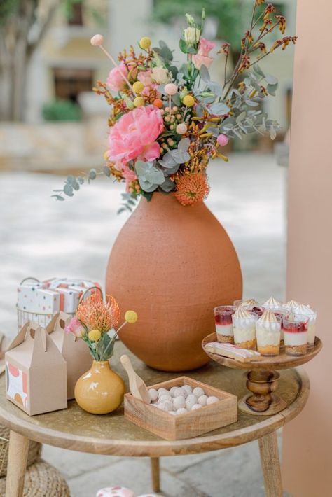 Mexican Boho Baby Shower Theme, Color Block Backdrop, Macrame Name, Boho Baskets, Geometric Cake, Mexican Birthday Parties, Boho Party Decorations, Fox Party, Christening Decorations