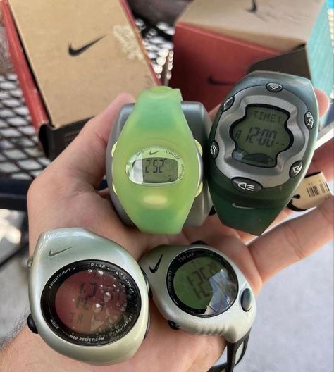 Y2k Futurism, Acg Nike, Camp Outfits, Nike Watch, Accessory Inspo, Running Watch, Retro Gadgets, Retro Watches, 90s Nike