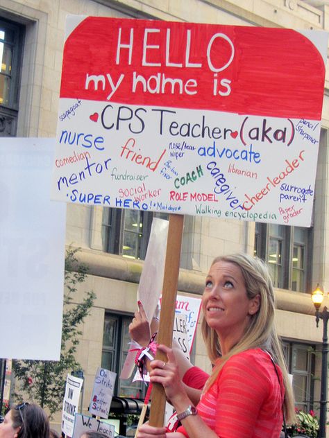 In front of City Hall: Chicago Teachers Strike Strike Posters For Teachers, Education Strike Signs, Teacher Strike Signs, Teacher Strike Sign Ideas, Strike Signs, Strike Poster, Daycare Signs, Union Strike, Picket Signs