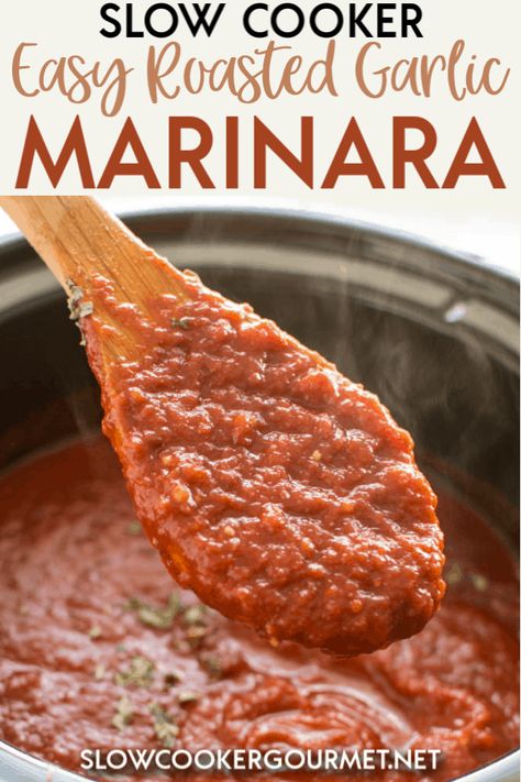 Slow Cooker Easy Roasted Garlic Marinara is a simple and delicious sauce to create in your Slow Cooker to give you that Old World taste in the comfort of your own home. This is a great base for so many easy recipes and dishes from pasta and pizza. #slowcooker #marinara Roasted Garlic Marinara Sauce, Slow Cooker Marinara, Easy Roasted Garlic, Slow Cooker Easy, Authentic Italian Food, Slow Cooker Roast, Special Diet, Italian Recipes Authentic, Crock Pot Soup