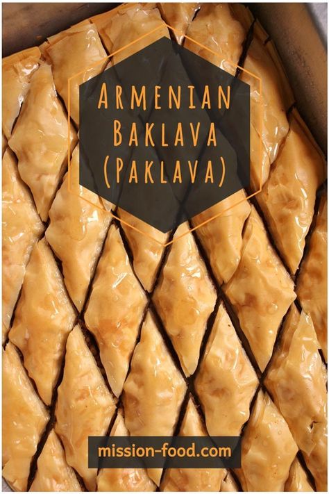 Paklava (Armenian baklava) features flaky, buttery layers of phyllo dough, a filling of cinnamon-spiced chopped walnuts, and an utterly addictive clove-infused syrup. It differs from Greek baklava in how it is sweetened, and is a constant on the Armenian Christmas dessert table. #baklava #paklava #armenian #middleeastern #christmas #pastry Armenian Baklava, Armenian Food Recipes, Memes Recipes, Easy Carmel, Armenian Dessert, Greek Deserts, Armenian Christmas, Christmas Pastry, Greek Baklava