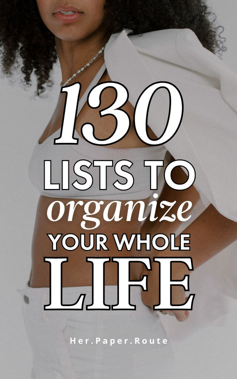 By starting the habit of making strategic lists to organize your life, you can dramatically improve yourself and become a more productive, efficient, and successful person. Using lists to organize your whole life can be a powerful tool for staying on top of your responsibilities and goals. Here are 130 exmples of lists to make to organize your entire life. Planning Your Life, Lists To Organize Your Life, How To Be Organized In Life, Lists To Make To Organize Your Life, How To Organize Your Life, Getting Your Life Together Checklist, Life Strategy, Personal Goals List, Organize My Life