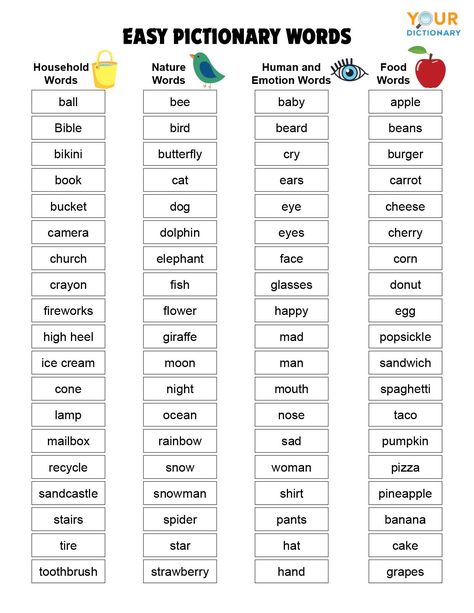 Free Pictionary Cards, Pictionary Words List Printables Funny, Pictonary Ideas Words, Diy Pictionary, Pictionary Ideas For Adults, Pictionary Words List Printables, Pictionary Ideas For Kids, Pictonary Ideas, Pictionary Ideas