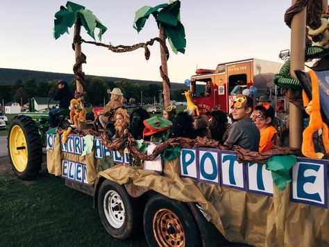 Centre Hall Elementary Homecoming Float! Theme: Into the Jungle Homecoming Jungle Theme, Safari Theme Parade Float, Jungle Theme Homecoming Float, Jungle Theme Float, Lion King Float Parade, Safari Float Parade, Jungle Theme Parade Float, Jungle Parade Float Ideas, Safari Parade Float Ideas