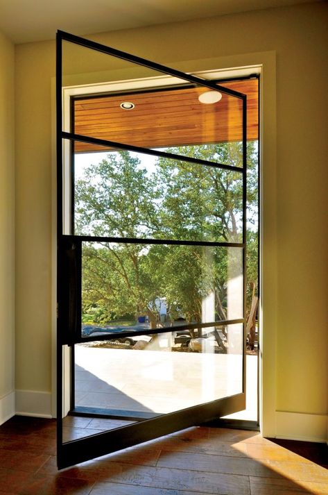 Pivot Doors - Portella Steel Doors and Windows Large Pivot Door, Paned Windows, Door Alternatives, Steel Doors And Windows, Pivot Door, Glass Barn Doors, Door Glass Design, Door Inspiration, Pivot Doors