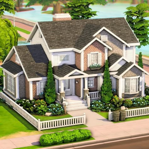 Family Home Exterior Sims 4, Sims 4 Suburban Family Home, Sims 4 House Plans Layout, Sims Family Home, Sims 4 Suburban House, Family House Sims 4, Sims 4 Home Layout, Family Home Sims 4, Suburban House Exterior