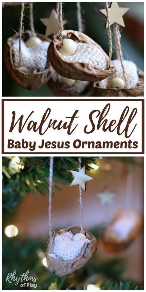 Jesus Christmas Ornaments, Baby Jesus Ornament, Baby Jesus Christmas, Manger Christmas, Christmas Ornaments Ideas, Diy Nativity, Baby Christmas Ornaments, Ornaments Ideas, Jesus Christmas