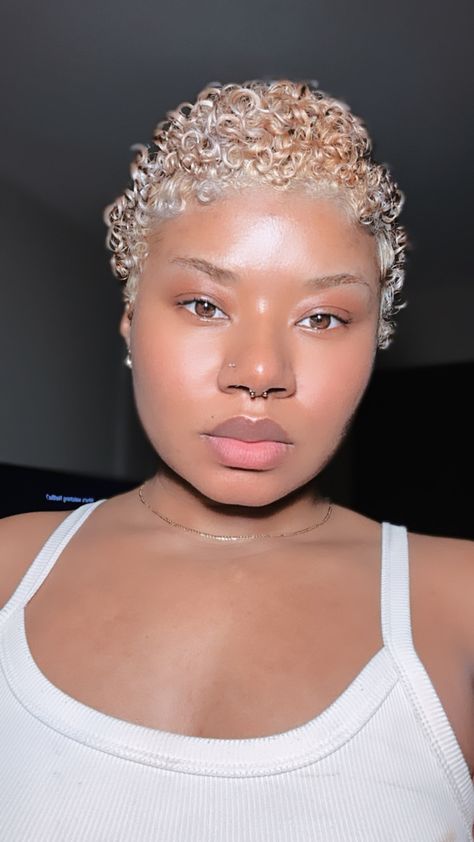 Blonde Natural Short Hair Black Women, Blonde Big Chop, Short Curly Blonde Hair Natural Black Women, Pixie Blonde Hair Black Women, Honey Blonde Big Chop, Ash Blonde Twa, Ash Blonde Twa Natural Hair, Platinum Blonde Twa, Blonde Twa Black Women