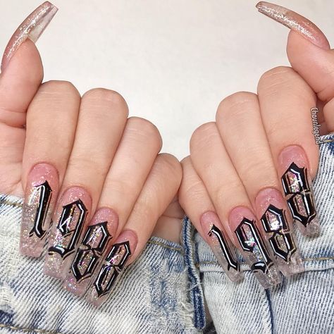 Chaun P. 🇰🇭 on Instagram: “#1988 @ourfazinali Where’s all the 80’s babies at ?? Lol Glitter jelly from @naillabousa Sc-64” Boyfriend Board, Length Nails, Birthday Nail Designs, Nails 2018, Amazing Nails, Jelly Nails, Nail Swag, Girls Nails, Birthday Nails