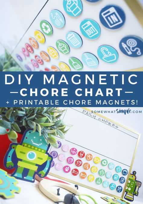 DIY Magnetic Chore Chart | Printable Chore Magnets | This easy tutorial will show you how to make a darling Magnetic Kids Chore Charts in a snap! School Organization For Teens, Chore Magnets, Free Printable Chore Charts, Magnetic Chore Chart, Chore Cards, Chore Board, Kid Responsibility, Magnetic Boards, Chore Charts