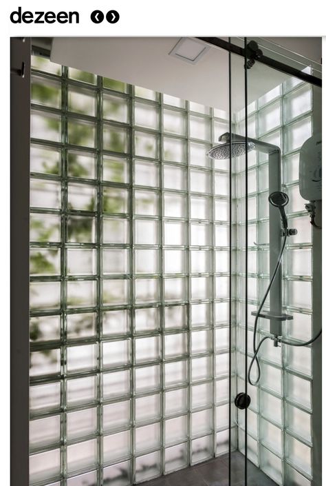 Glass Block Shower, Glass Blocks Wall, Geometric Floor, Glass Brick, Micro House, Stunning Bathrooms, Glass Block, Modern Shower, Block Wall