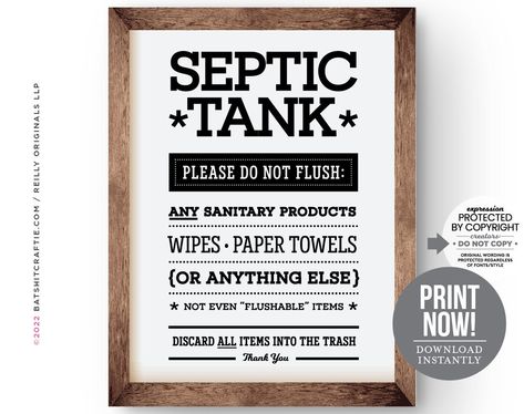 Septic Tank Bathroom Sign, Septic System Sign For Bathroom, Septic Tank Signs For Bathroom, Septic Signs For Bathroom, Septic Tank Signs, Septic Sign, Bathroom Signs Funny, Printable Bathroom Signs, Bathroom Printables