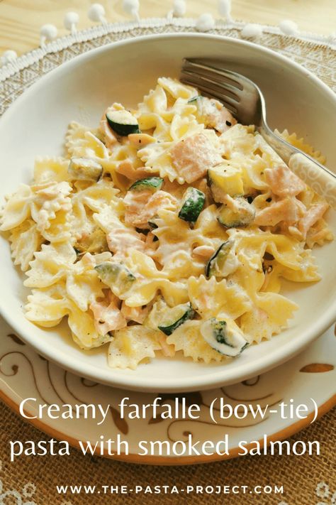 Farfalle pasta with smoked salmon & zucchini – The Pasta Project Pasta With Smoked Salmon, Salmon And Zucchini, Farfalle Pasta Recipes, Salmon Zucchini, Farfalle Recipes, Italian Pasta Recipes Authentic, Italian Pasta Recipe, Smoked Salmon Pasta, Comfort Pasta