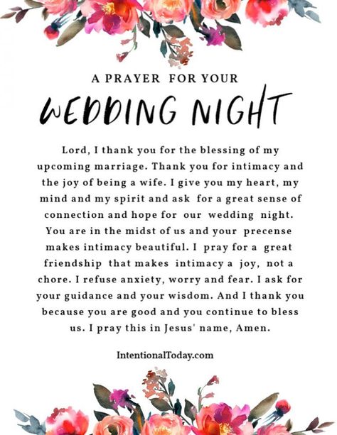 A prayer for your wedding night. Plus 39 practical tips every bride should have for her wedding night Christian Wedding Night, Wedding Prayers, Newlywed Advice, First Wedding Night, Marry That Girl, True Love Quotes For Him, Wedding Christian, Marriage Prayers, Night Before Wedding