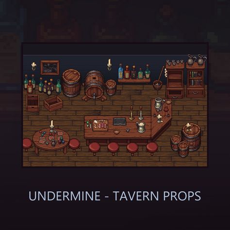 Environmental concept and sprites developed for potential future use in UnderMine. Dm Ideas, Dnd Dm, Indie Game Art, Cozy Art, Props Art, Isometric Art, Indie Game, Pixel Art Games, 8 Bits