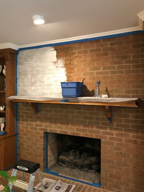 Limewash Fireplace Transformation – Today's Home Perspective Lime Slurry Brick Fireplace, How To Limewash Brick Fireplace, Limewash Brick Interior, German Shmere Brick House Fireplace, Lime Wash Fireplace Brick, Lime Washed Brick Fireplace, Limewash Fireplace Brick, Painting Brick Fireplace Color Ideas, Interior Painted Brick