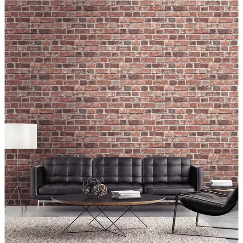 Millwood Pines Bryanna Distressed 216' L x 20.5" W Peel and Stick Wallpaper Roll & Reviews | Wayfair Brick Peel And Stick Wallpaper, Distressed Brick, Upstairs Lounge, Red Brick Wallpaper, Peelable Wallpaper, Chicago Brick, Light Brick, Cement Walls, Wall Interior