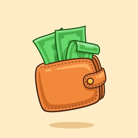 cute leather wallet with money vector cartoon design illustration Money Cute Drawing, Money Illustration Graphics, Money Illustration Art, Money Doodle, Wallet Drawing, Wallet Illustration, Money Vector Illustration, Money Animation, Money Cartoon