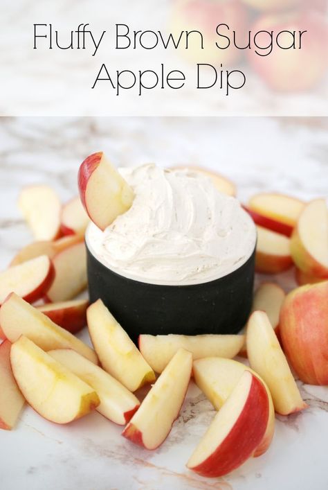 This 4-ingredient Fluffy Brown Sugar Apple Dip is sweet and delicious -- and a perfect addition to your Super Bowl party! Brown Sugar Fruit Dip, Brown Sugar Dip, Sugar Fruit, Fruity Recipes, Easy Treat, Sugar Apples, Apple Dip, Sweet Dips, Quick Easy Desserts