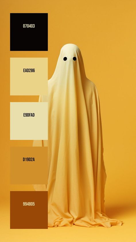 Colors:
070403 ° EAD286 ° E9DFAD ° D1902A ° 994805 Black Colour Palette, Disney Minimalist, Monochrome Color Palette, Ghost Costume, Black Holes, Color Harmony, Break In, For Eyes, A Ghost