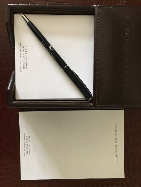 Hotel Collateral, Hotel Notepad, Aesthetic Pens, Notepad Paper, Brand Standards, Hotels Room, Paper Holder, Aspen, Note Pad