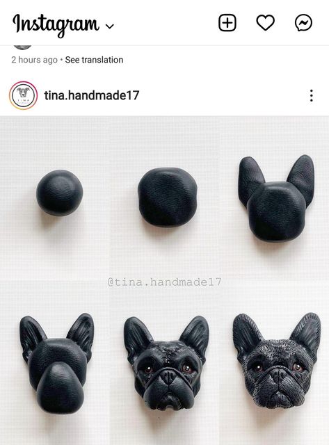 Clay Dog Figurine, Polymer Clay Pug, Clay Animal Faces, Clay Bulldog, Air Dry Clay Dog, Clay French Bulldog, Clay Dog Easy, Dog Polymer Clay, Dog Clay