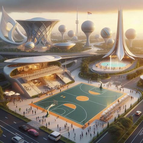 Egypt Cities, Futuristic Architecture Future City, Futuristic Concept Art, Sci Fi Architecture, Sport Center, Eco City, Futuristic Home, Sci Fi Environment, Sustainable City