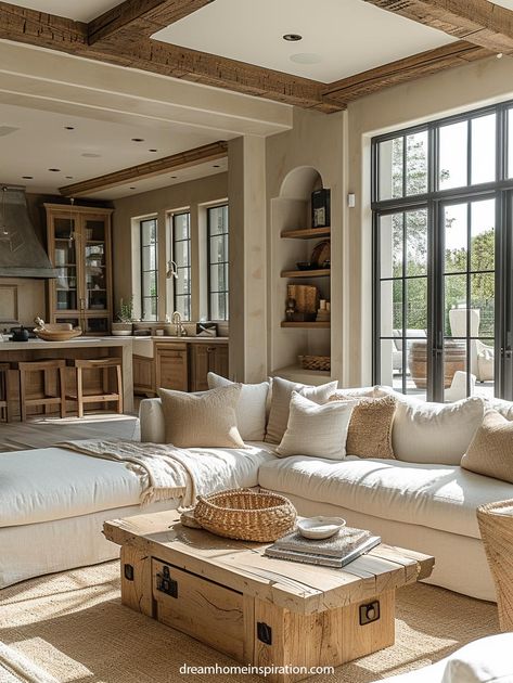 Mastering Neutrals: Your Guide to Utilizing Neutral Colors in Home Design Neutral Interiors, Farmhouse Interior, Dream House Interior, Lounge Room, Dream Home Design, 인테리어 디자인, My Dream Home, Rustic House, Great Rooms