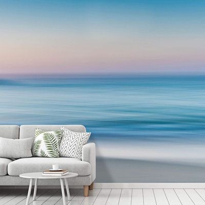 Wall's large wall murals are extremely easy to apple, remove, or reposition. Just peel & stick. IDEA4WALL Size: 144'' L x 100'' W | IDEA4WALL Beach & Blue Sea004 Paintable Wall Mural 100.0 W in blue / greenVinyl in Blue / Orange | 144" L x 100" W | Wayfair | Home Decor Sea Murals, Ocean Themed Bedroom, Beach Wall Murals, Beach Mural, Tropical Wall Decor, Large Wall Murals, Ombre Wall, Grass Wallpaper, Showroom Interior Design