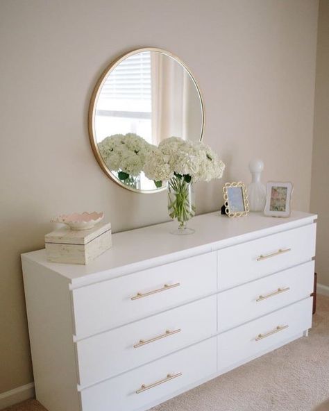 Ikea Chest Of Drawers, Dresser Hack, Ikea Malm Dresser, Malm Dresser, Wide Chest Of Drawers, Dresser Design, Ikea Malm, White Dresser, Bed In Closet