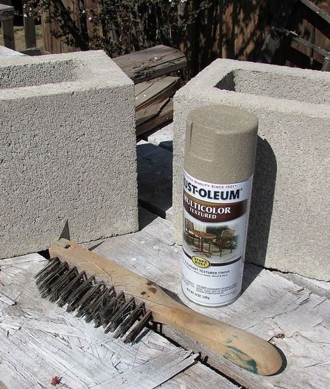 Rustoleum Spray Paint for Concrete Projects Cinder Block Ideas, Concrete Bags, Painted Planter, House Numbers Diy, Cement Blocks, Painted Front Porches, Diy Concrete Planters, Porch Colors, Cinder Blocks