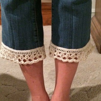 Crocheted Borders, Knit Inspiration, Crochet Border, Design Moda, Crochet Thread, Short I, Crochet Fashion Patterns, Denim Crafts, Crochet Borders