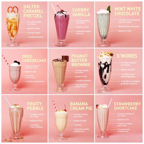 Summer shakes from food network snapchat Summer Shakes Recipes, Milk Shakes Recipes, Salted Caramel Milkshake Recipe, Summer Milkshakes, Milk Shake Recipes, Healthy Milkshakes, Gökkuşaği Pasta, Resep Starbuck, Minuman Starbucks