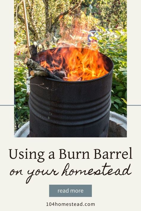 Setting up a burn barrel on our homestead has been a game changer. Some ways we use it are obvious (brush, leaves, etc), but some ways we use our burn barrel are a little less commonplace. Burn Barrel Ideas, Burn Barrel, Homestead Lifestyle, Modern Homestead, Modern Homesteading, Homesteading Ideas, Homestead Farm, Homestead Gardens, Pinterest Followers