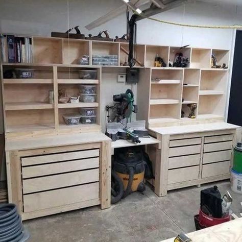 Tool Storage Ideas, Organized Garage, Mens Room Decor, Chair Diy, Woodworking Tools Storage, Woodworking Shop Layout, Inside Decor, Garage Work Bench, Workbench Plans