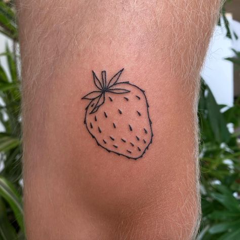 ☻ 𝓗𝓪𝓷𝓭 𝓟𝓸𝓴𝓮𝓭 𝓣𝓪𝓽𝓽𝓸𝓸𝓼 ☻ on Instagram: “Simple Strawb ~ no shading just linesss 🍓🍓🍓 thanks @daxxd 💥” Simple At Home Tattoos, Strawberry Stick N Poke, Unique Stick And Poke Tattoos, Strawberry Stick And Poke, Big Stick And Poke Tattoo, Simple Stick And Poke Tattoo, Small Stick And Poke, Baking Tattoo, Hand Poke Tattoo