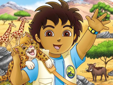 Kid Friendly Movies, Dora Diego, Diego Go, Go Diego Go, Male Cartoon Characters, Fierce Animals, Cartoon Boy, Dora The Explorer, Edible Images